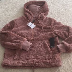 Forever 21 hoodie fuzzy dusty pink EUC S SMALL
